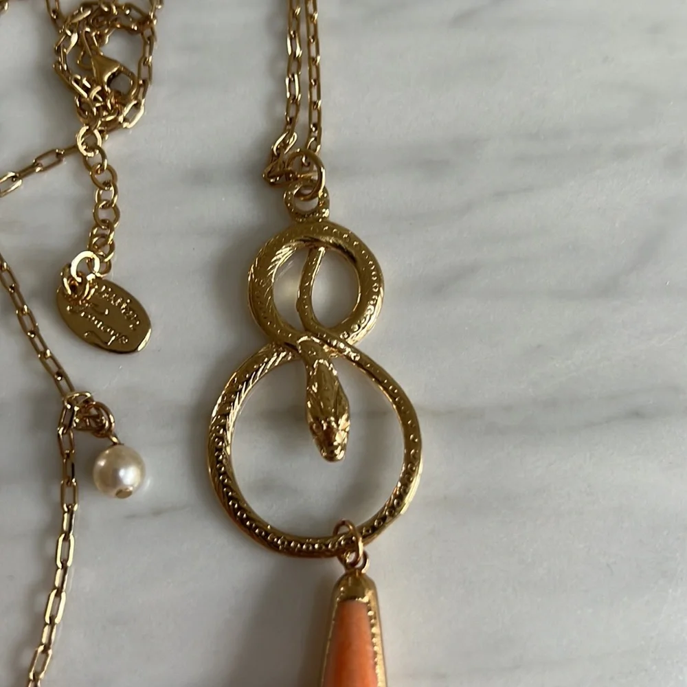 Vivian Tamayo Coral Drop Snake Necklace - Picture 2 of 3